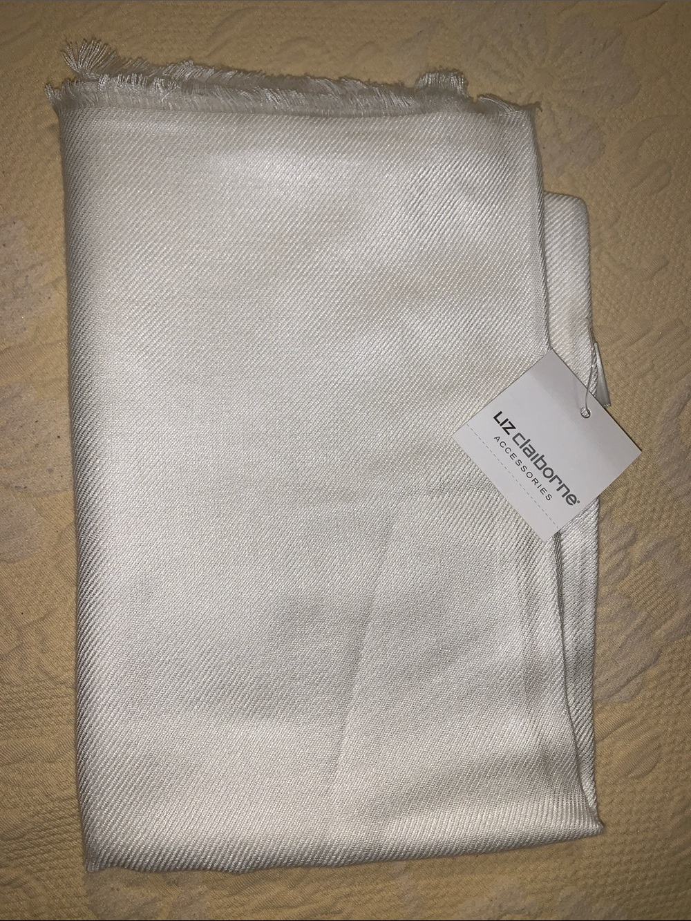 Liz Claiborne Cream Fringe Wrap Scarf
